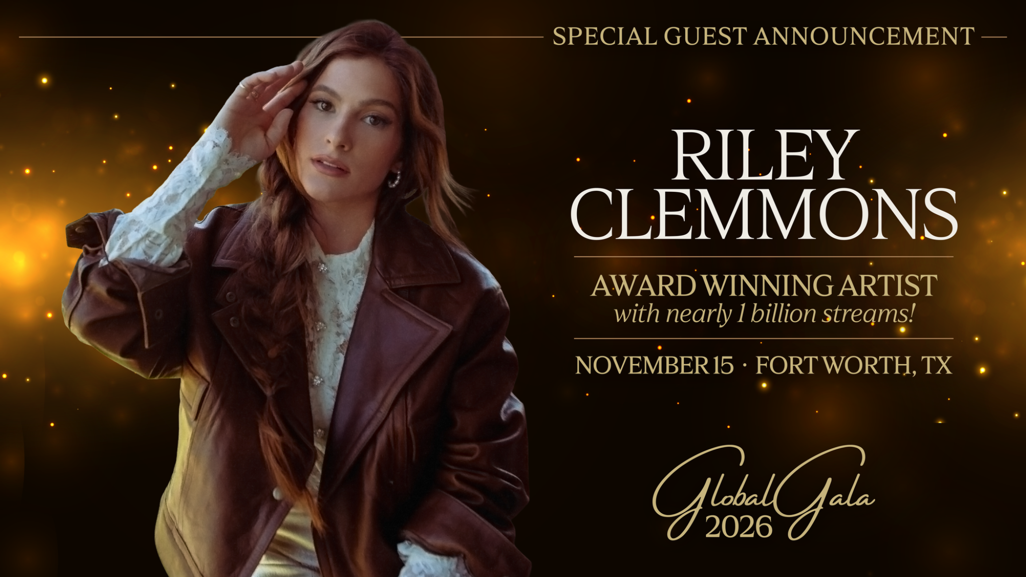 Riley Clemmons announced as the 2026 Global Gala special guest